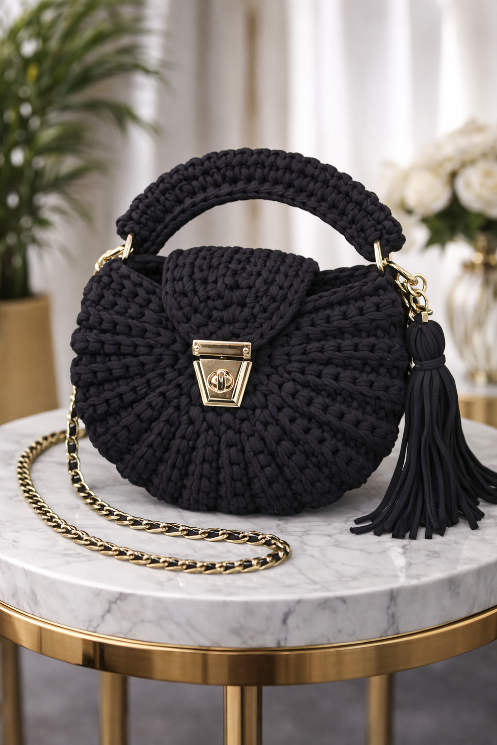 Oreo Crochet Bag - Black