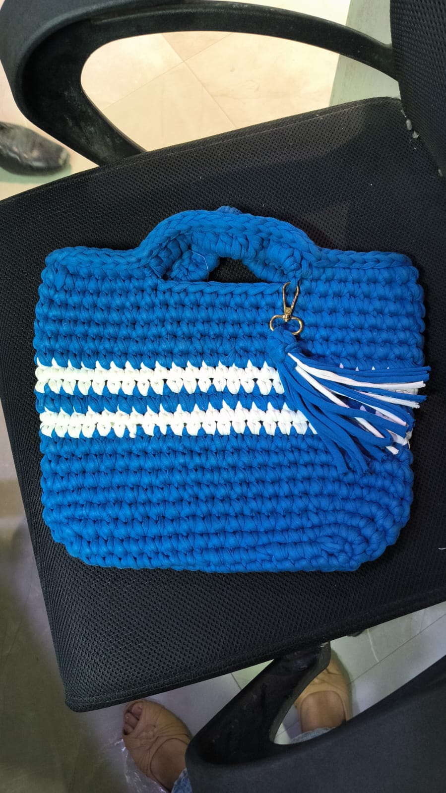 The Indigo Horizon: Hand-Knitted Artisanal Tote