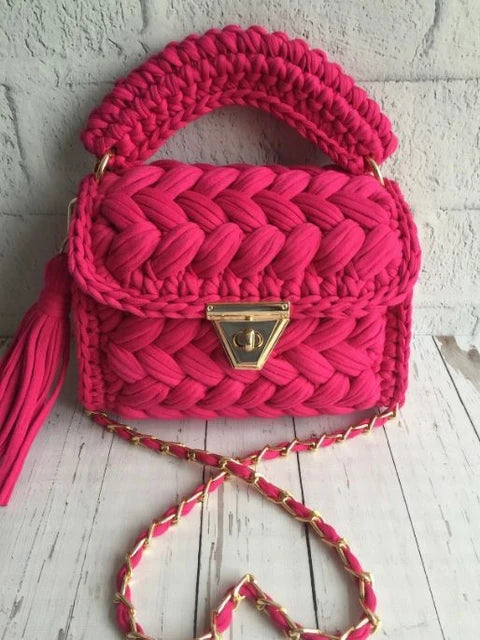 TShirt Yarn Crochet Handmade bag - Pink