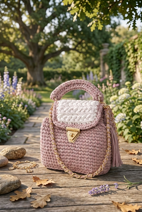 Blush Luxe Crochet Sling Bag