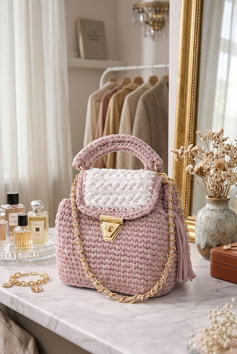 Blush Luxe Crochet Sling Bag