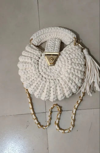 Oreo Crochet Bag - White